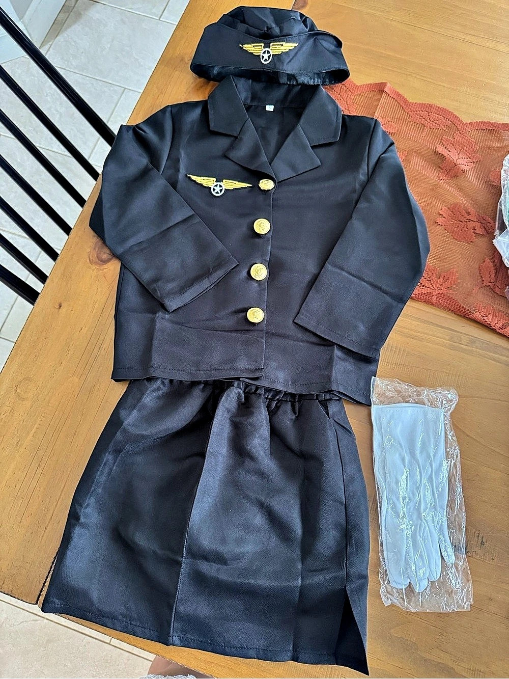 KAKALVER Stewardess Costume Set for Girls Black & White NWT